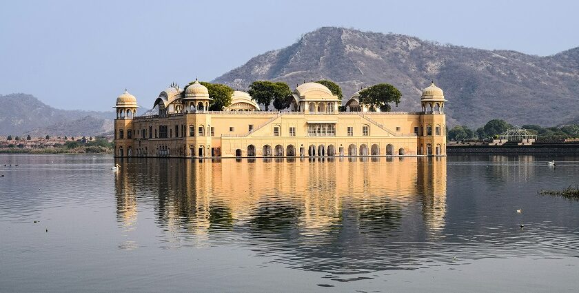 An astonishing view of a tourist attraction surrounded by serene waters in the region.