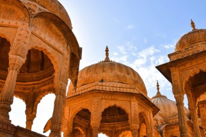 Panoramic view of Jaisalmer, showcasing its golden sandstone buildings and desert landscape