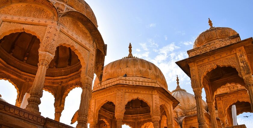 Panoramic view of Jaisalmer, showcasing its golden sandstone buildings and desert landscape