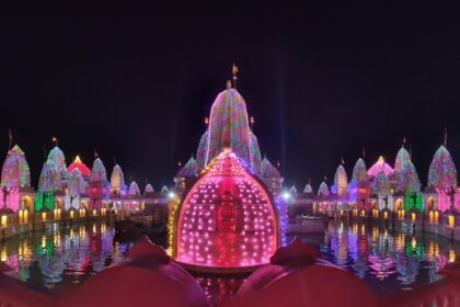 Poicha Temple decorated in beautiful lighting decorations.