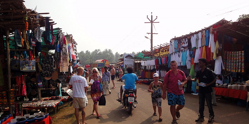 Bustling streets of the market lined by shopkeepers on both sides