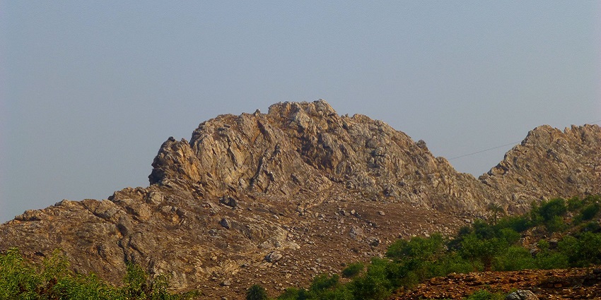 View of a rocky mountain near Pragbodhi Cave in Bodh Gaya City, Gaya District, Bihar.