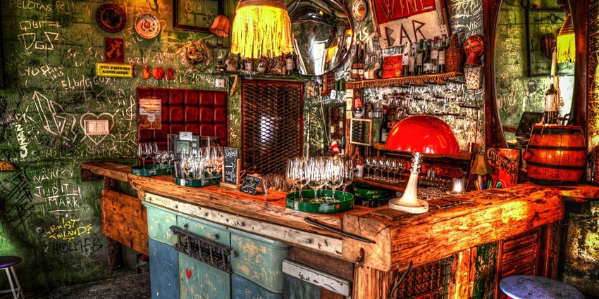A picture of a funky bar counter at a famous nightclub in Jodhpur