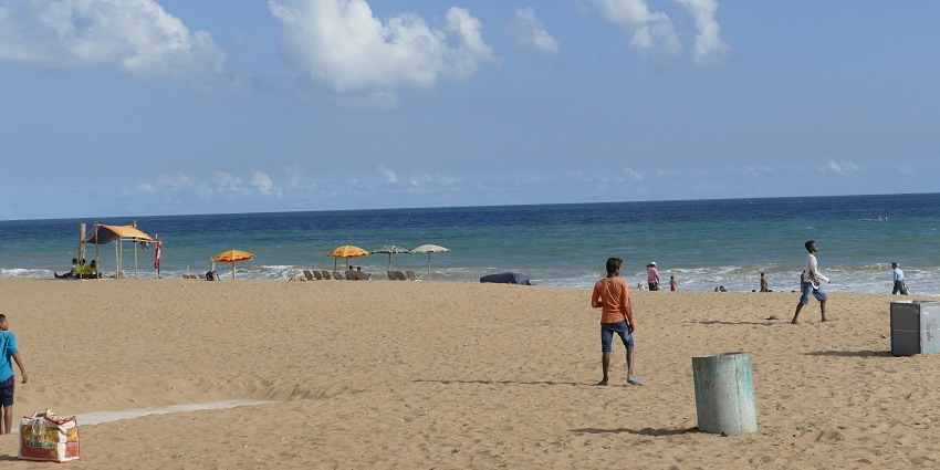 A daytime view of Puri Beach, a very famous tourist destination located in Odisha.