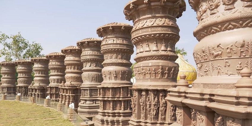 The unique seven pillars that show the cravings in the Museum of Phurkhauti Muktangan.