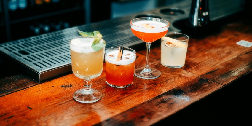 Different cocktails in Purple Haze Rock Bar, the best place in Kathmandu for nightlife.