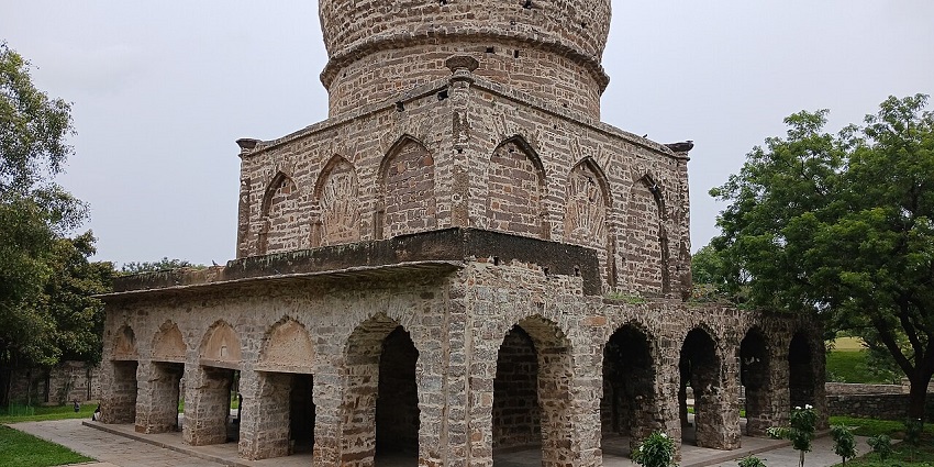 Panoramic snapshot of the historic Qutub Shahi Tombs amidst the beautiful gardens