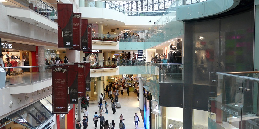 The elegant interior of Raffles City Shopping Centre, with its modern design and welcoming atmosphere