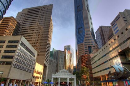 An image of Raffles Place located in Singapore known for its vibrancy in every moment.