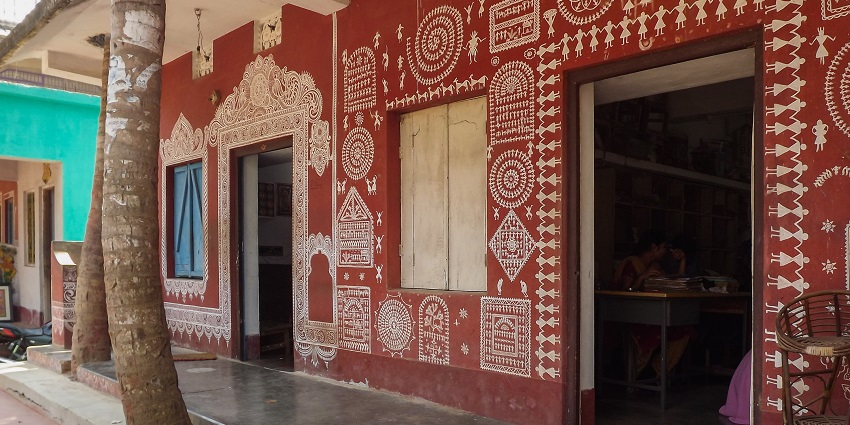 Raghurajpur is an artistic village where people paint their own homes with intricate designs.