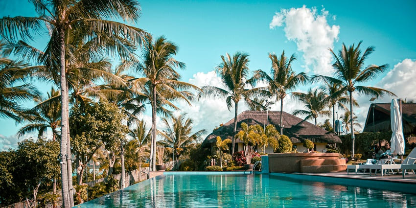 A beautiful picture of the Raj water park and resort with an entertaining rain dance arena