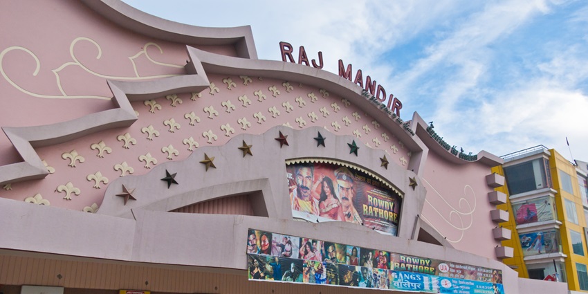 Raj Mandir Cinema is an iconic Jaipur cinema hall known for grand interiors and Bollywood shows.
