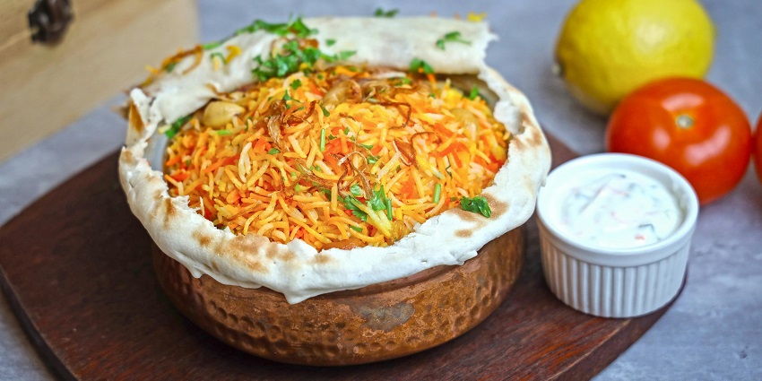 Rajahmundry Biryani with different chutneys, one of the best foods in Rajahmundry.