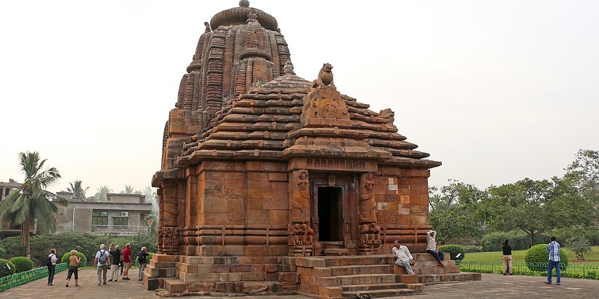 View of the ancient brown-coloured architecture of a famous place of worship in Odisha.