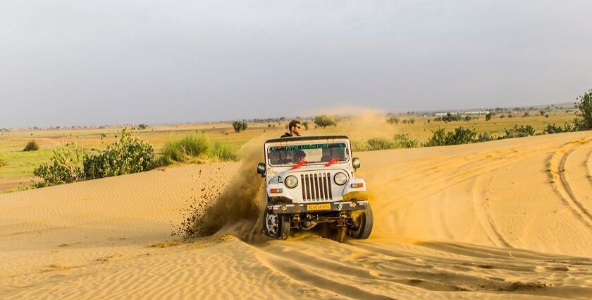 Image of Rajasthan Desert Safari offers golden dunes, camel rides, and starry camping