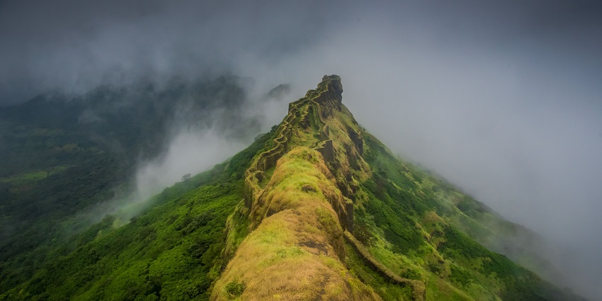 Rajgad Fort, a historic site, is among the best places to visit in Bhor for panoramic views.