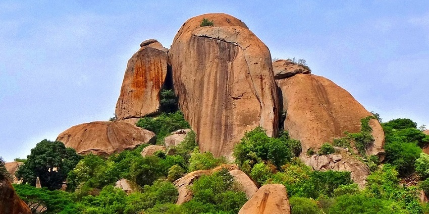 Ramadevara Betta, a trekking destination with panoramic views, has a rocky terrain.