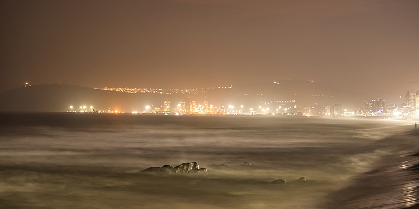 Long Exposure picture of Visakhapatnam port from RK beach near the Aircraft museum