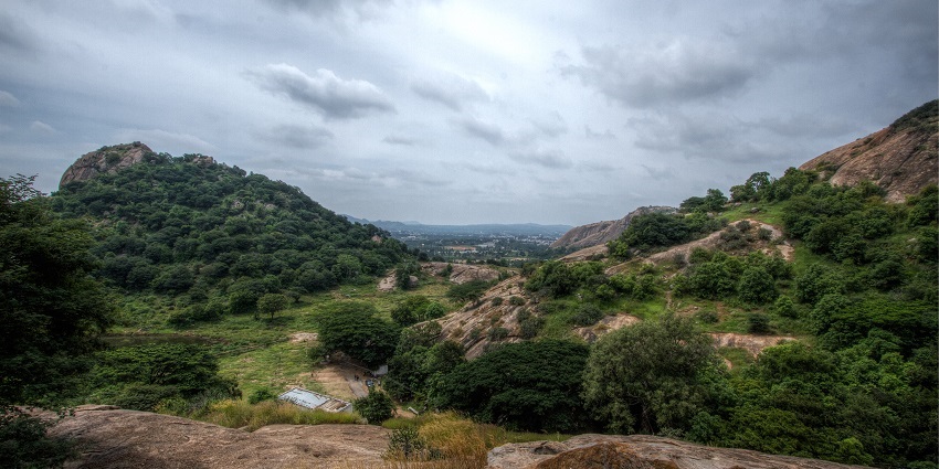 Pleasant view of Ramanagara's rocky hills, which are well-known for their untamed scenery