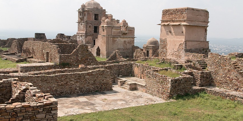 The remains of a historic fort are visible, with eroded walls.