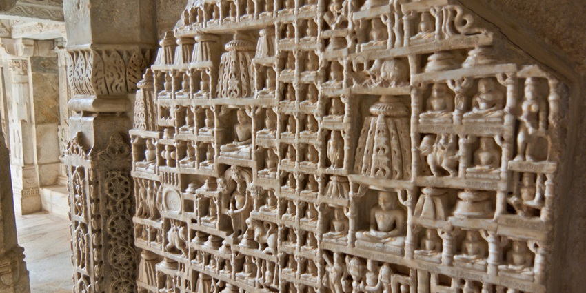Interior of Ranakpur Jain Temple which is one of the places to visit near Chittorgarh.
