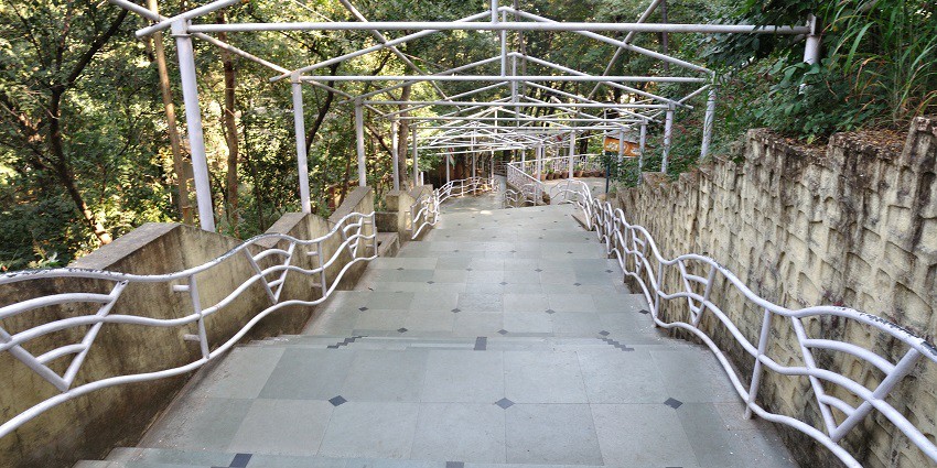An empty stairway at Pahari Mandir situated atop Ranchi Hills at a height of 2140 feet.