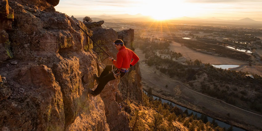 Adventure sport in Jaipur, Rappelling offers thrilling cliff descents with Aravalli views