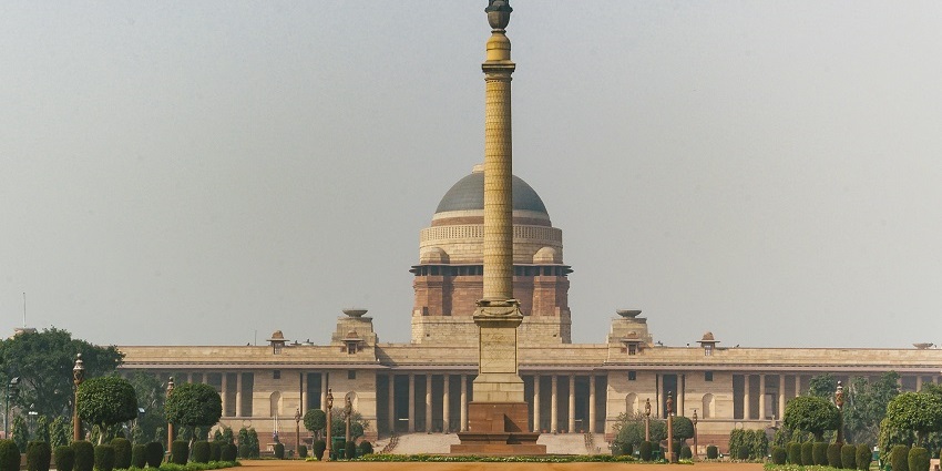 Rashtrapati Bhavan showcases a blend of classical and Indian architectural styles.