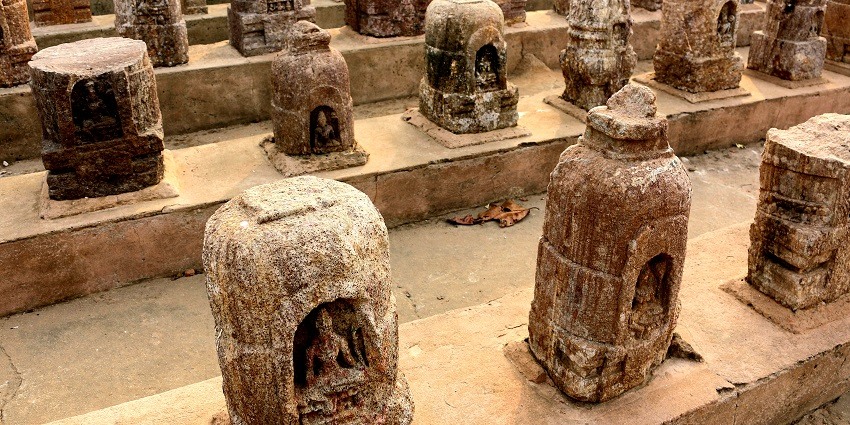 Panoramic view of the beautiful Ratnagiri Monastery ruins which is testimony of history