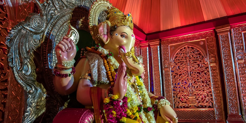 Image of a beautiful idol of Lord Ganesha during Ganesh Chaturthi