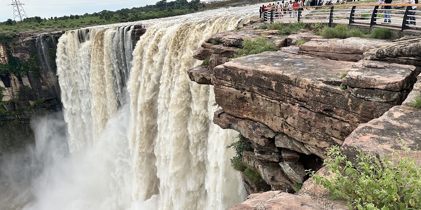 A scenic view of the Chachai waterfalls viewpoint in Rewa.