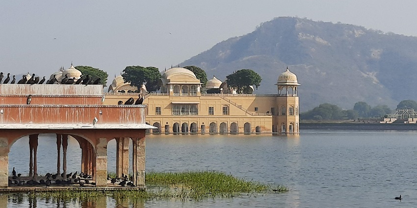 Jal Mahal in Jaipur, a serene palace floating on Man Sagar Lake, offering picturesque things to do in Jaipur for couples.