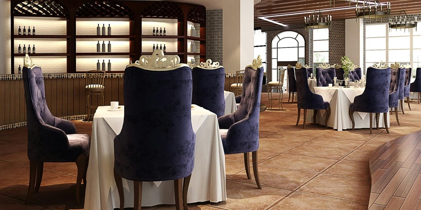 Snapshot from the inside of a restaurant in the idyllic settings of the city