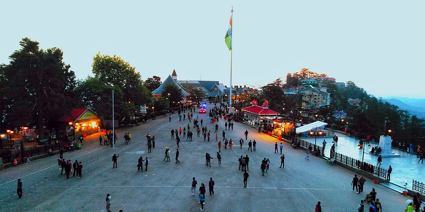 An image of people exploring the Ridge, located in the centre of Shimla, Himachal Pradesh.