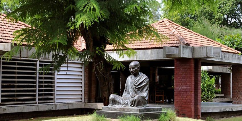 The Statue of Mahatma Gandhi outside Sabarmati Ashram.