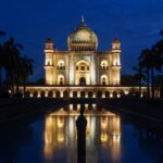 Night view of Safdarjung Tomb, with the structure looking extremely mesmerising.