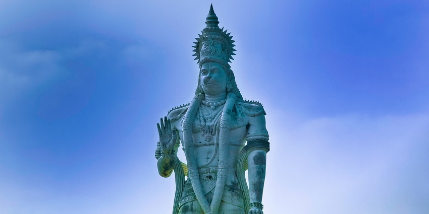 A towering Hanuman statue at Salasar Balaji Temple, a popular destination near Tal Chhapar Wildlife Sanctuary.