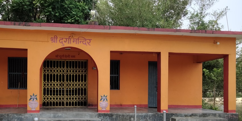 A frontal view of the entrance of a Goddess Durga temple in Morni Hills, Panchkula