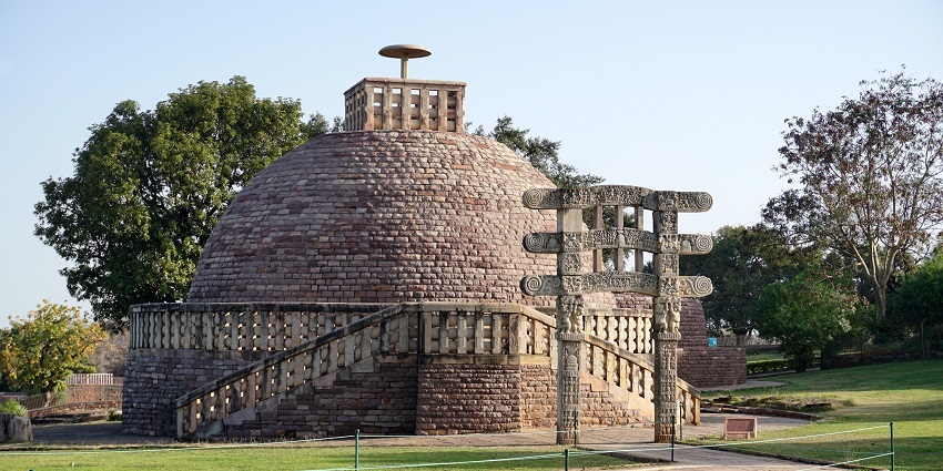 An image of the Sanchi Stupa with impressive Buddhist architecture.