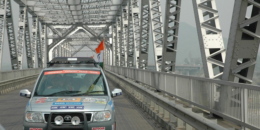 Saraighat Bridge, one of the places to visit in Guwahati with friends, provides stunning views of the Brahmaputra River.
