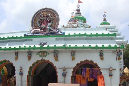 An exterior view of the temple dedicated to Goddess Sarala which is visited in large numbers.