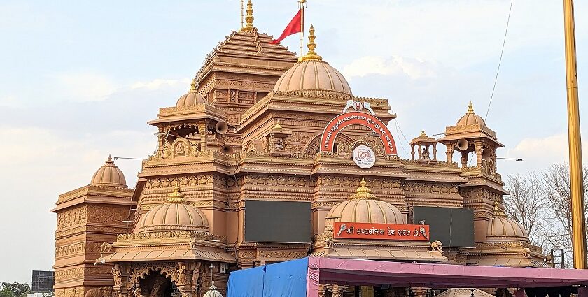 Devotees crowd at the Sarangpur Temple in Gujarat to pay their respects to the divine power