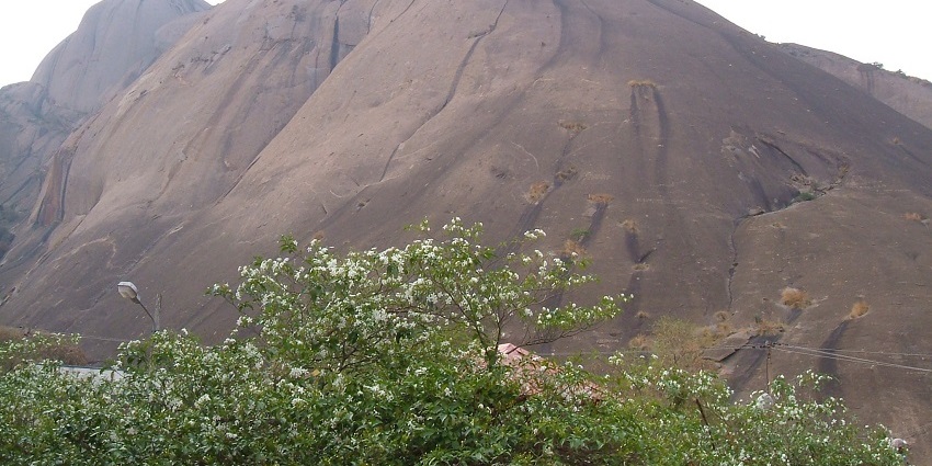 Savandurga Hill is a massive rock covered in thick foliage that is perfect for hikers