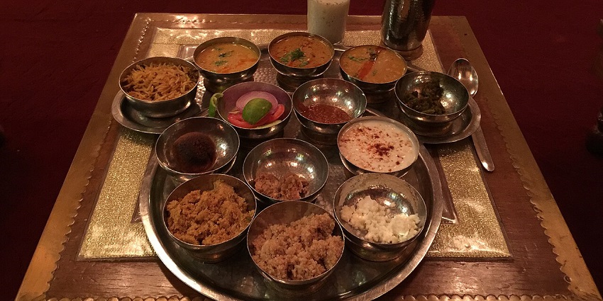This is a traditional thali from the western state of Rajasthan - land of the brave Rajputs