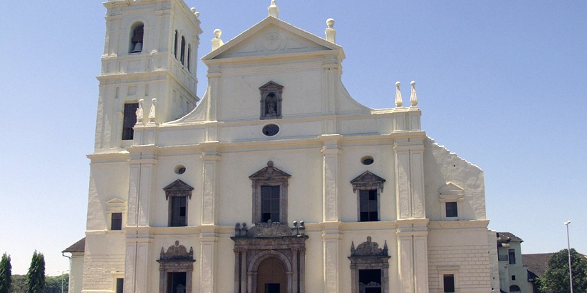 A view of the Se Cathedral in Goa, which is a holy spot where you can pay your respects