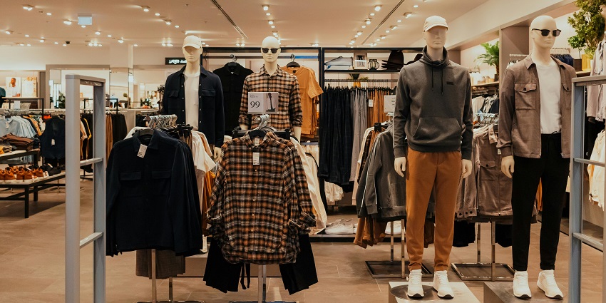 View inside a shop in the shopping complex, offering different variety of men's wear
