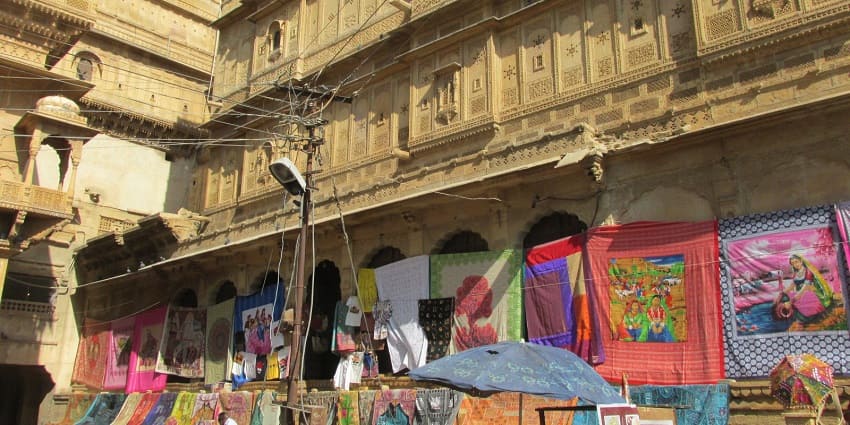 Shopping in Jaisalmer offers diverse Rajasthani crafts, including rugs and unique jewellery.