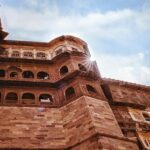 A glimpse of the famous tourist attraction of Rajasthan made up of red sandstone.