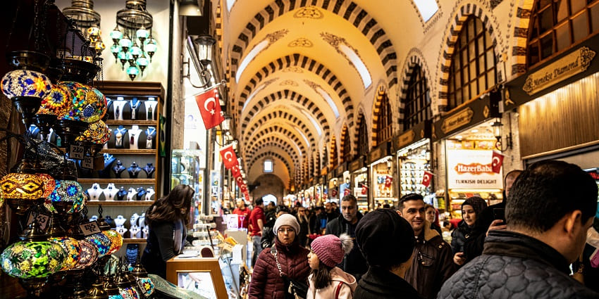 An image of Shastri Market in Amritsar with crowded streets, local wear, and jewellery.