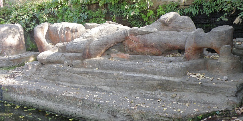 Image of Shesh Shaiya, a significant Hindu sculpture depicting Lord Vishnu reclining on the serpent Shesha.